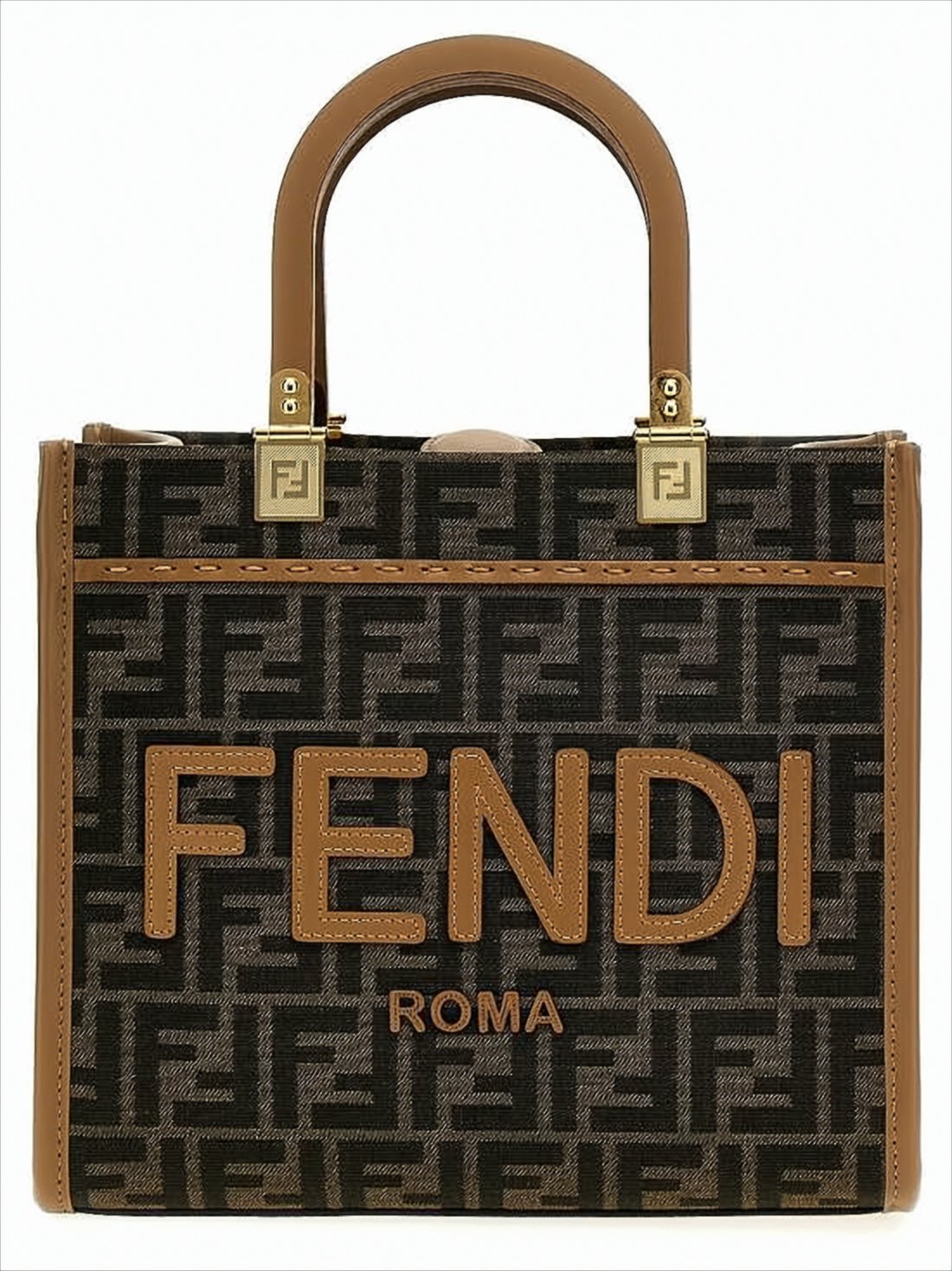 Structured Brown Monogram Canvas Shopper Bag