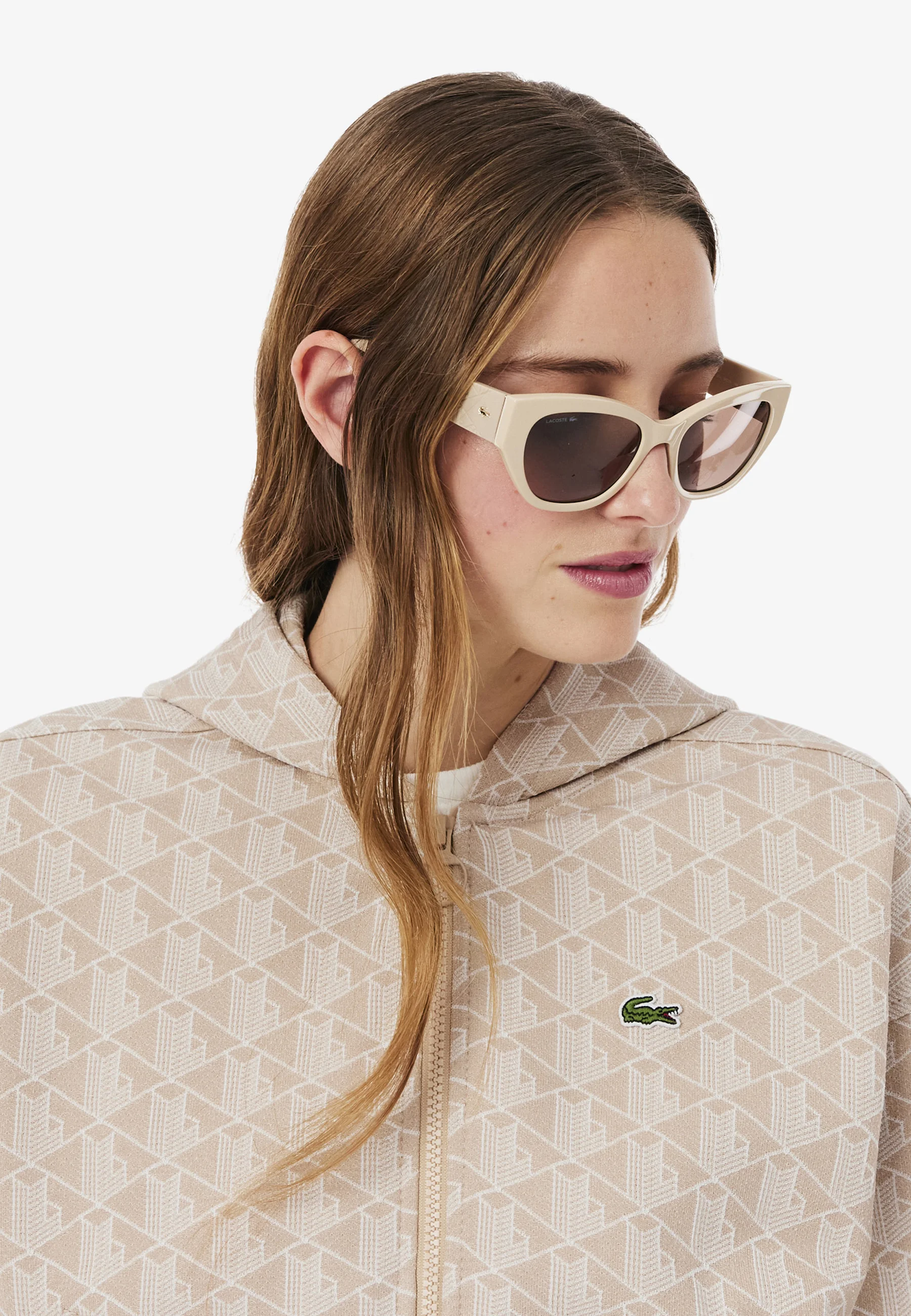 Beige Monogram Jacquard Hoodie