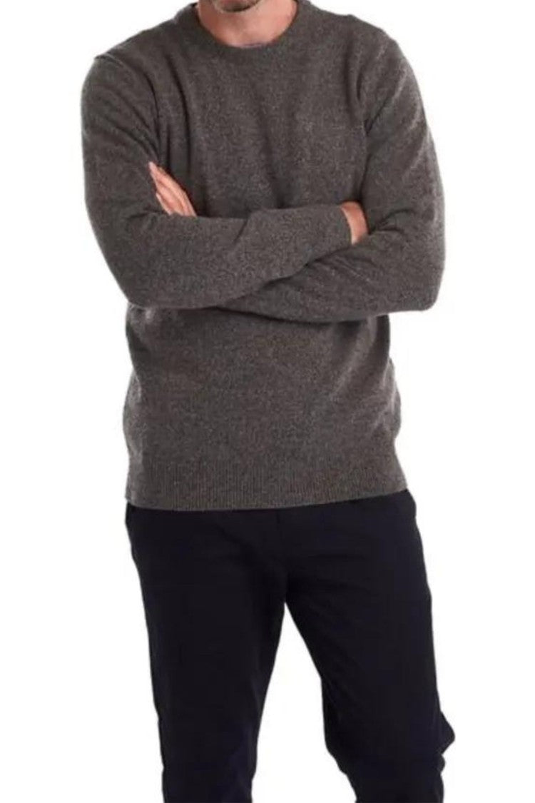 Textured Knit Crew Neck Sweater With Refined Earthy Tones
