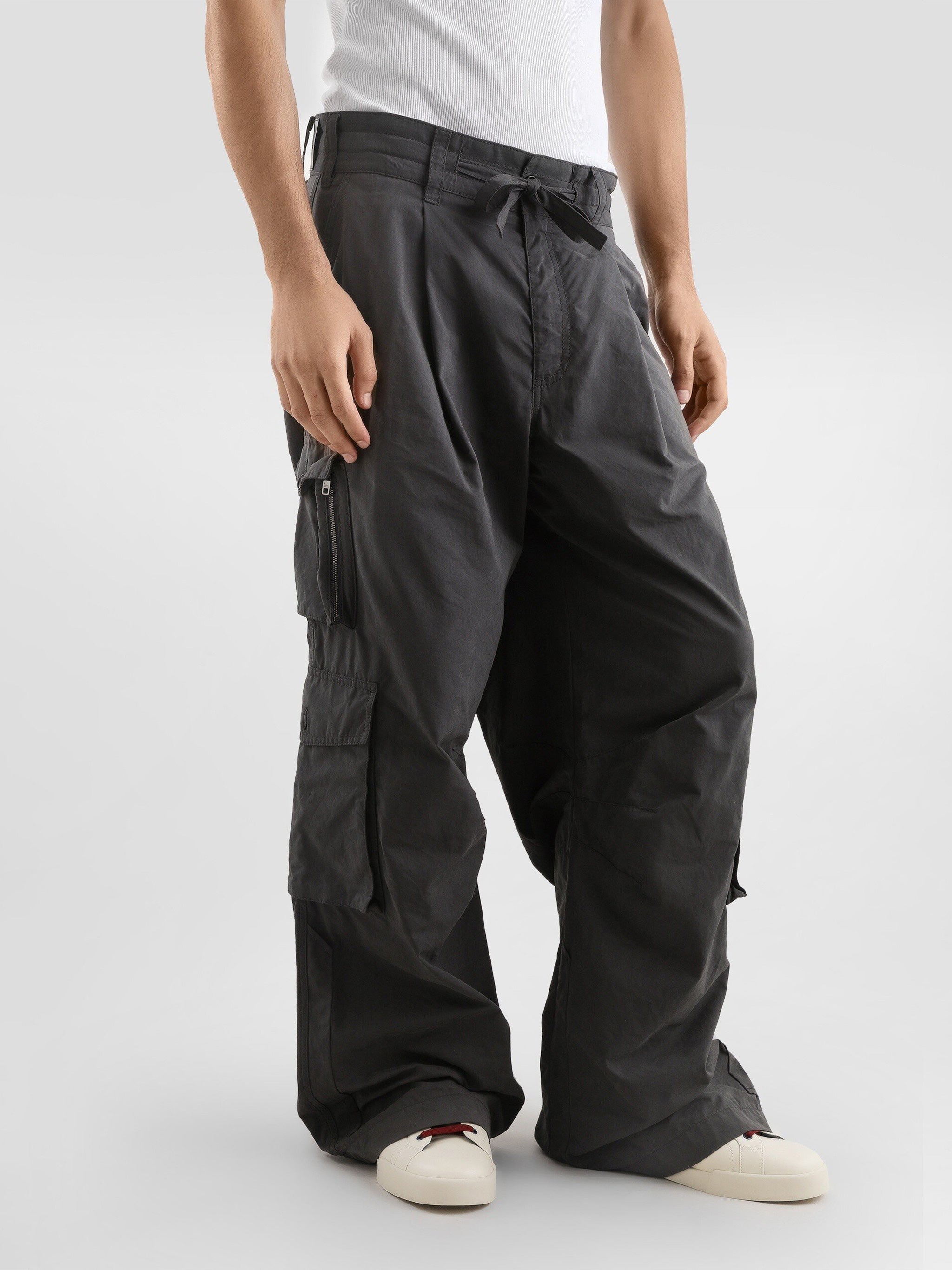 Wide-Leg Durable Matte Finish Cargo Pants