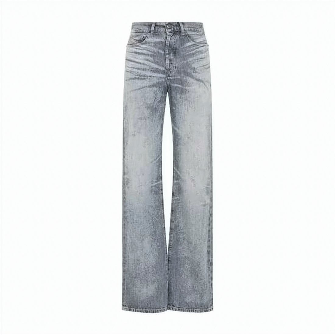 High-Waisted Wide-Leg Denim Jeans with Faded Wash