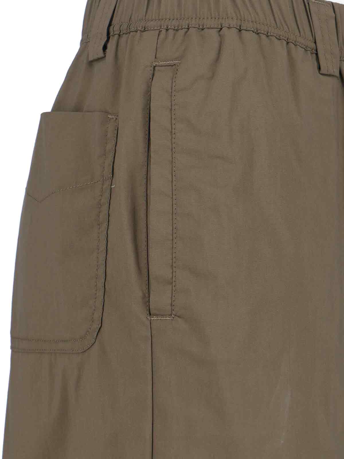 Wide Cotton Blend Trousers – Green