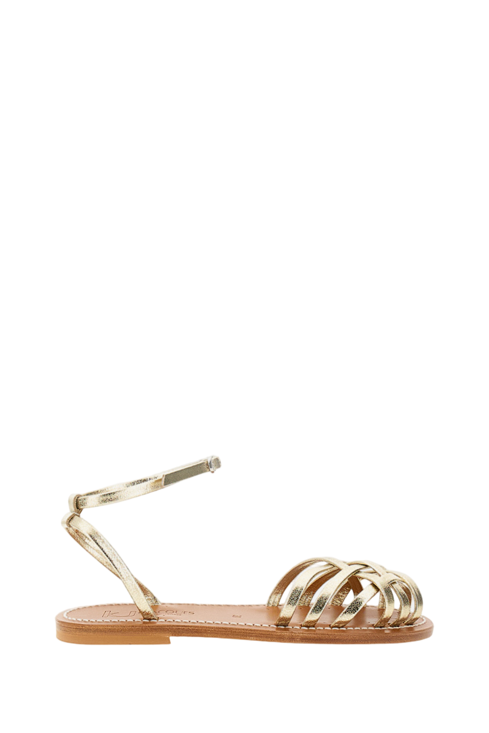 Gold Danaens Leather Cage Sandals