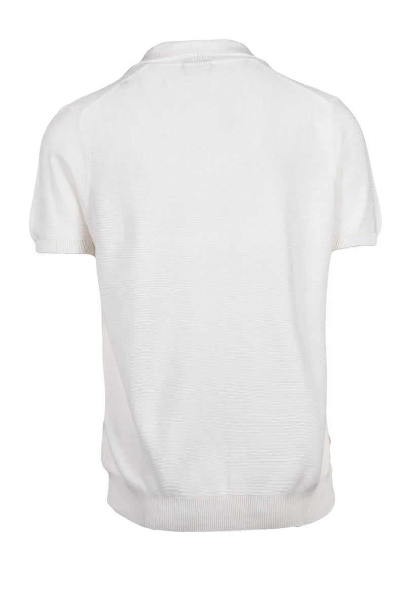 Cotton Knit Polo Shirt - White