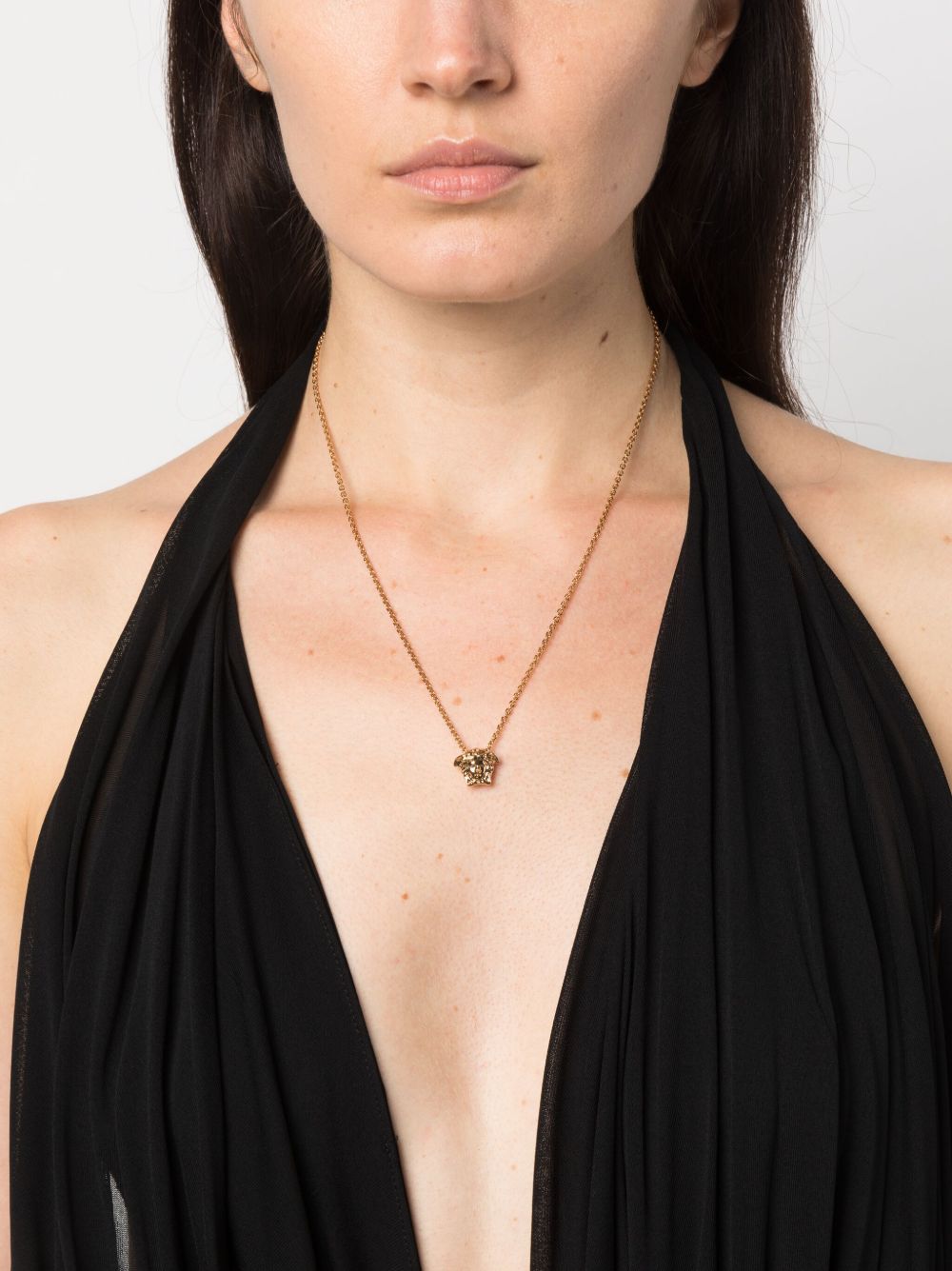Medusa Head Motif Cable-Link Necklace in Gold-Tone Brass