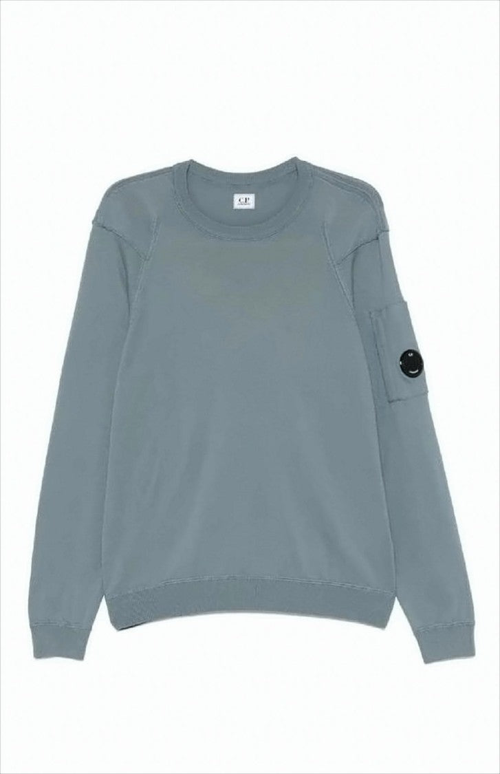 Crew Neck Long-Sleeve Sweater with Distinctive Patch Pocket