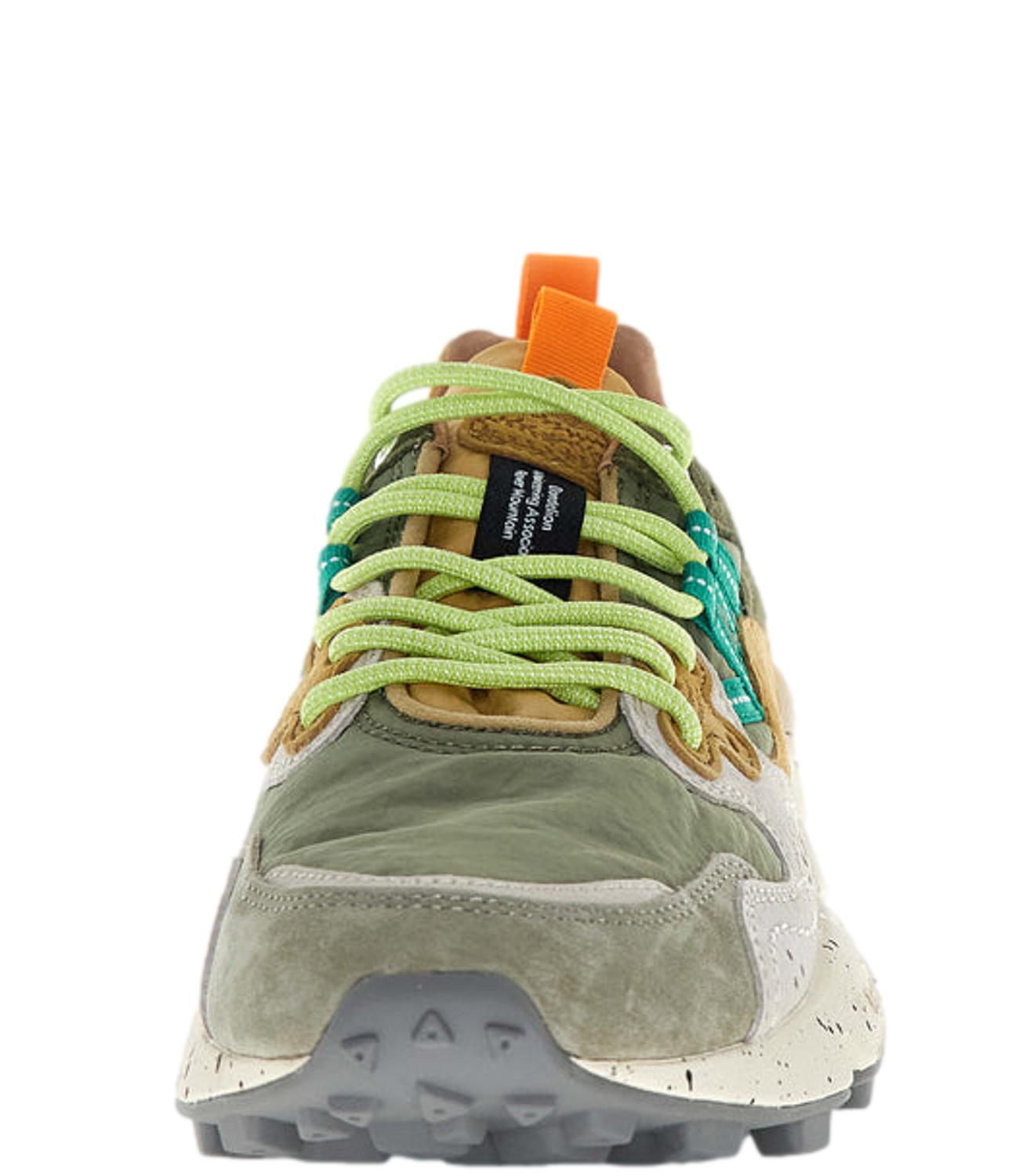 Multi-Material Sneakers with Vibrant Accents and Chunky Sole