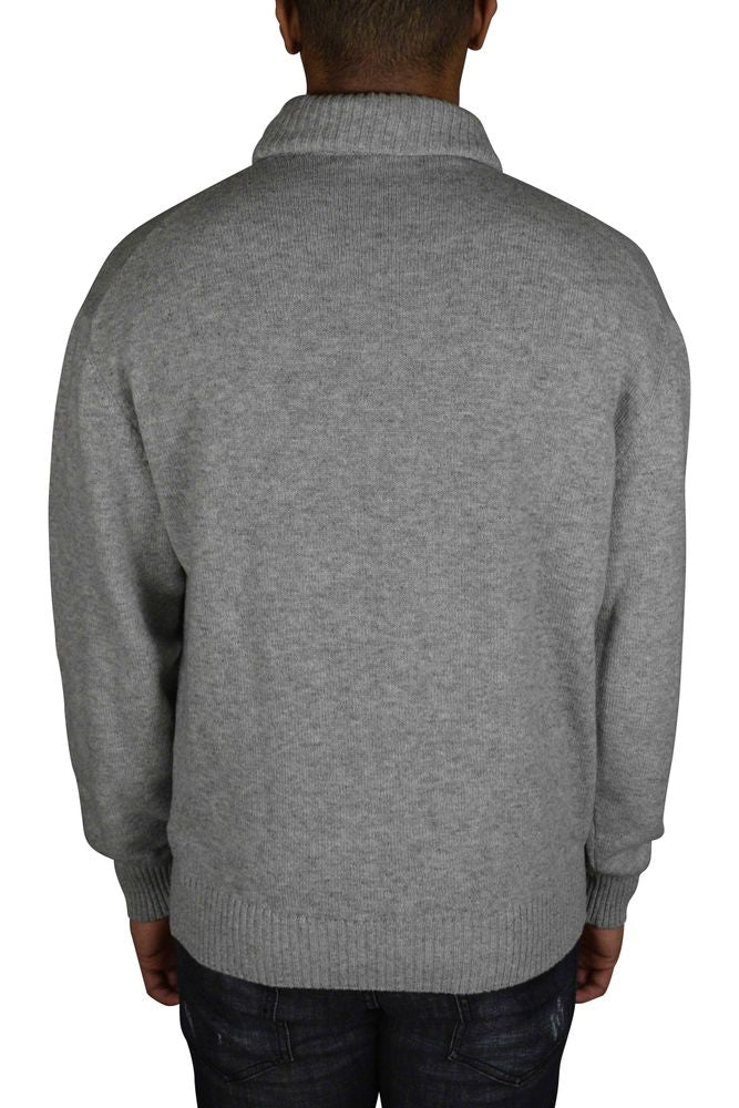 Grey Cashmere Turtleneck Sweater With Embroidered Logo