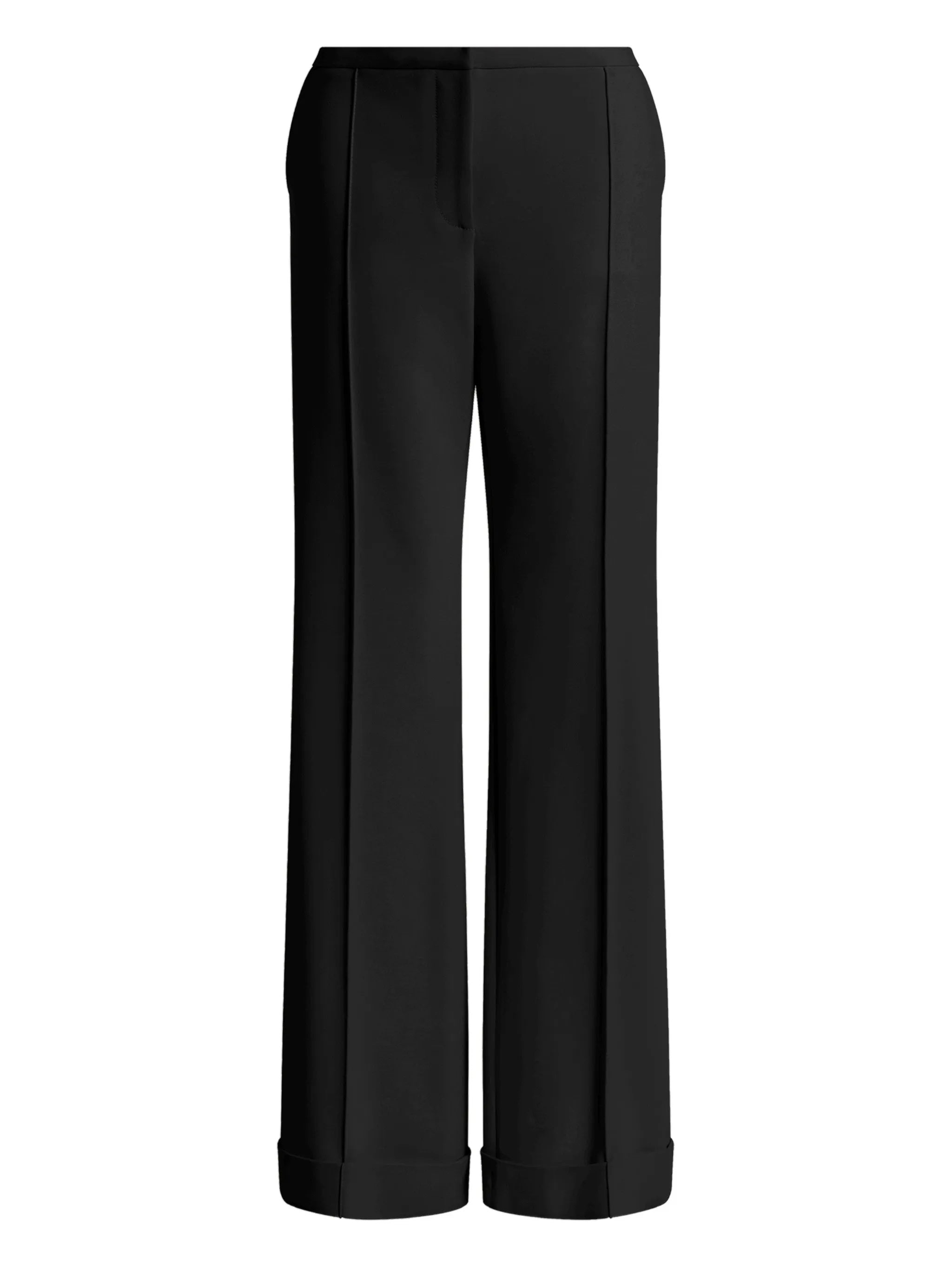 Black Pantalone Wide-Leg Cuffed Viscose Pants