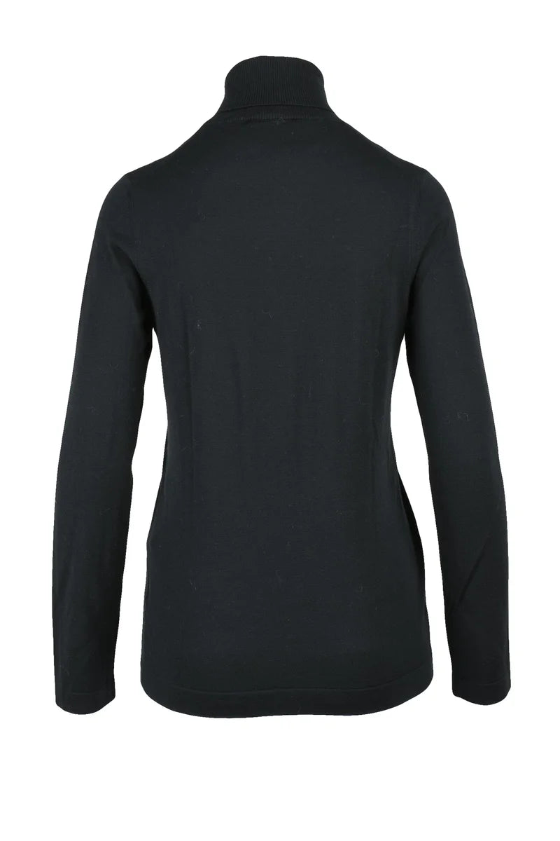 Fitted Black Turtleneck in Merino Wool