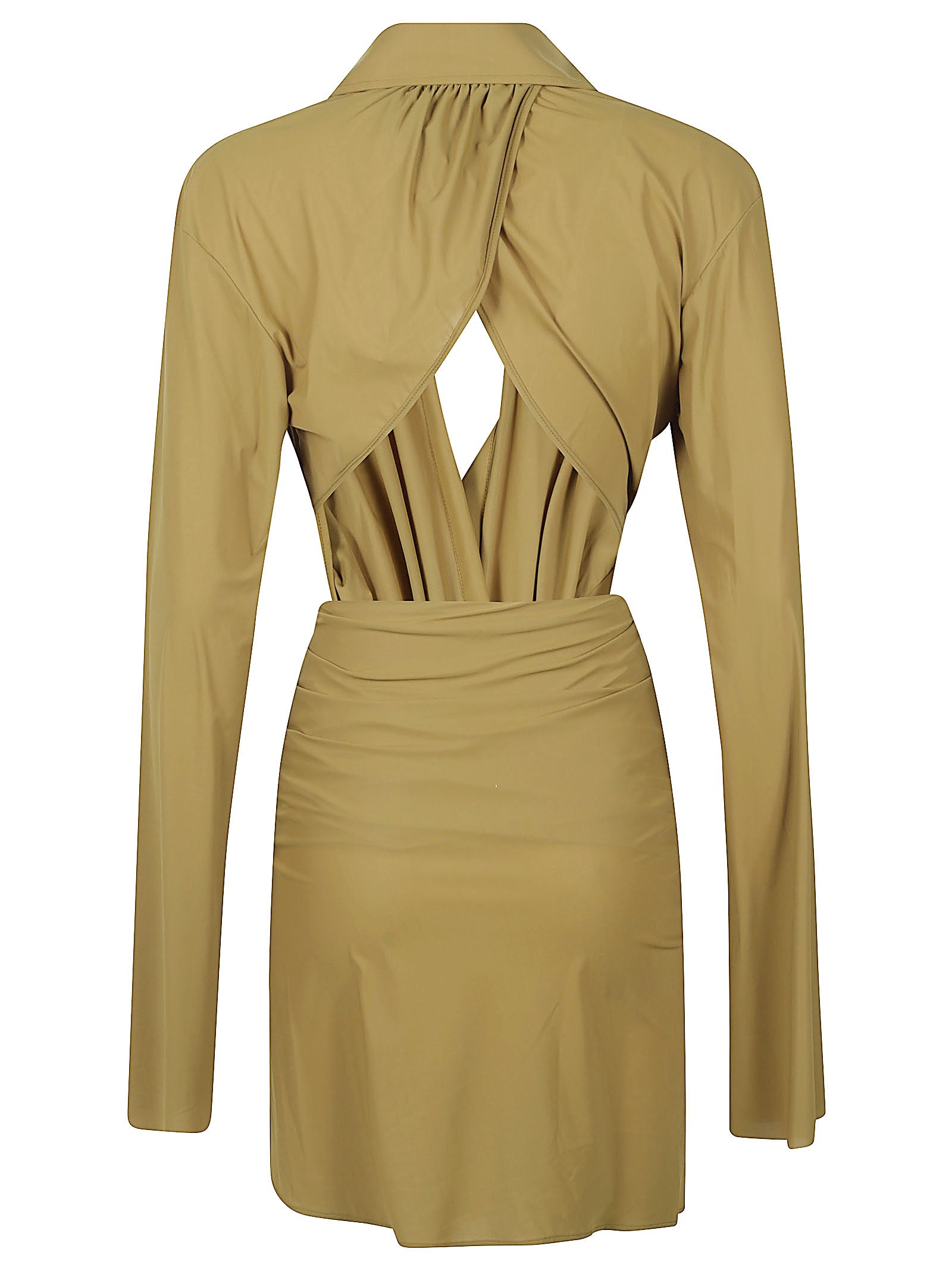 Khaki Green Mini Dress with Wrap Front