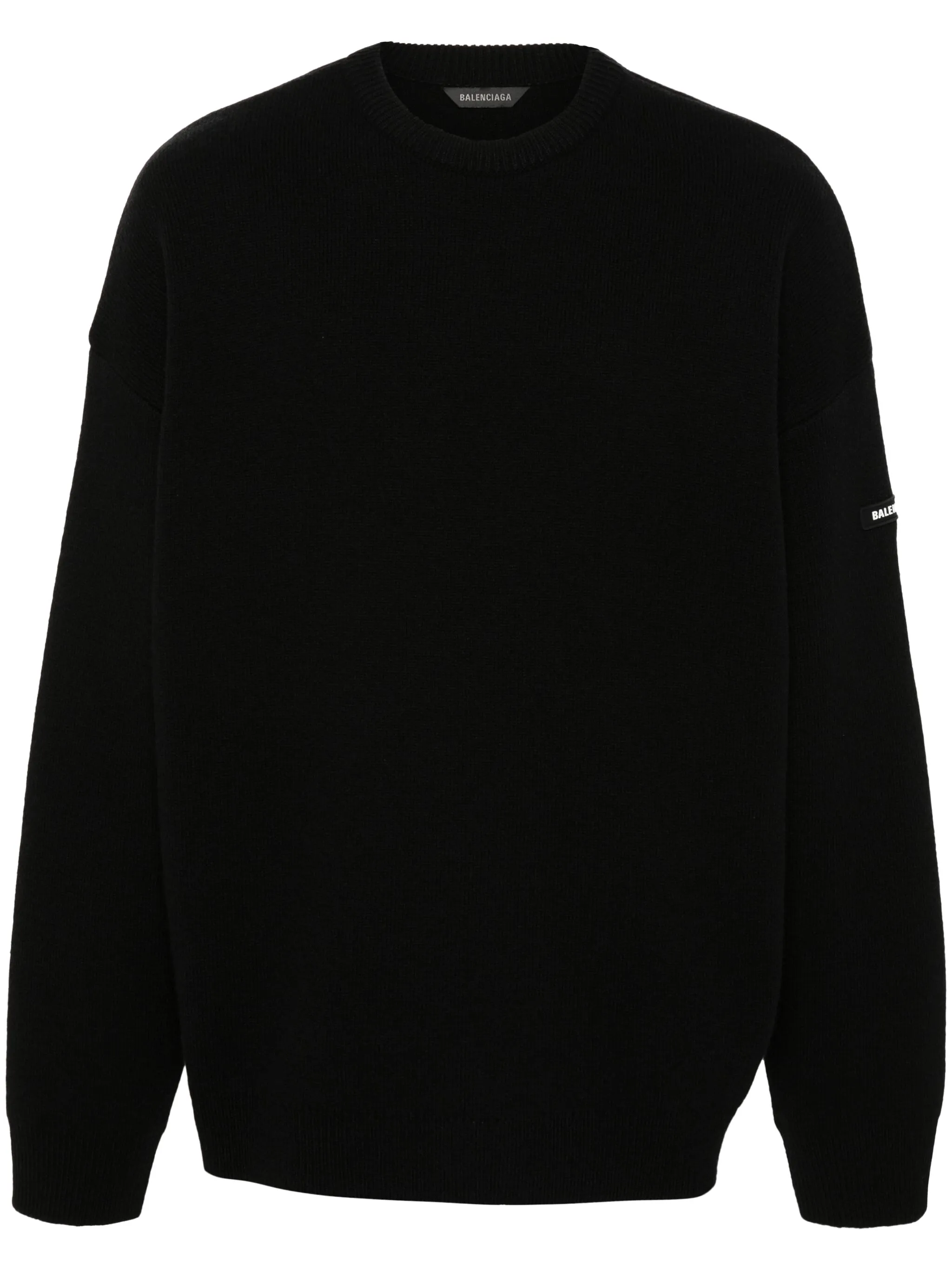 Black Relaxed Fit Crew Neck Sweater