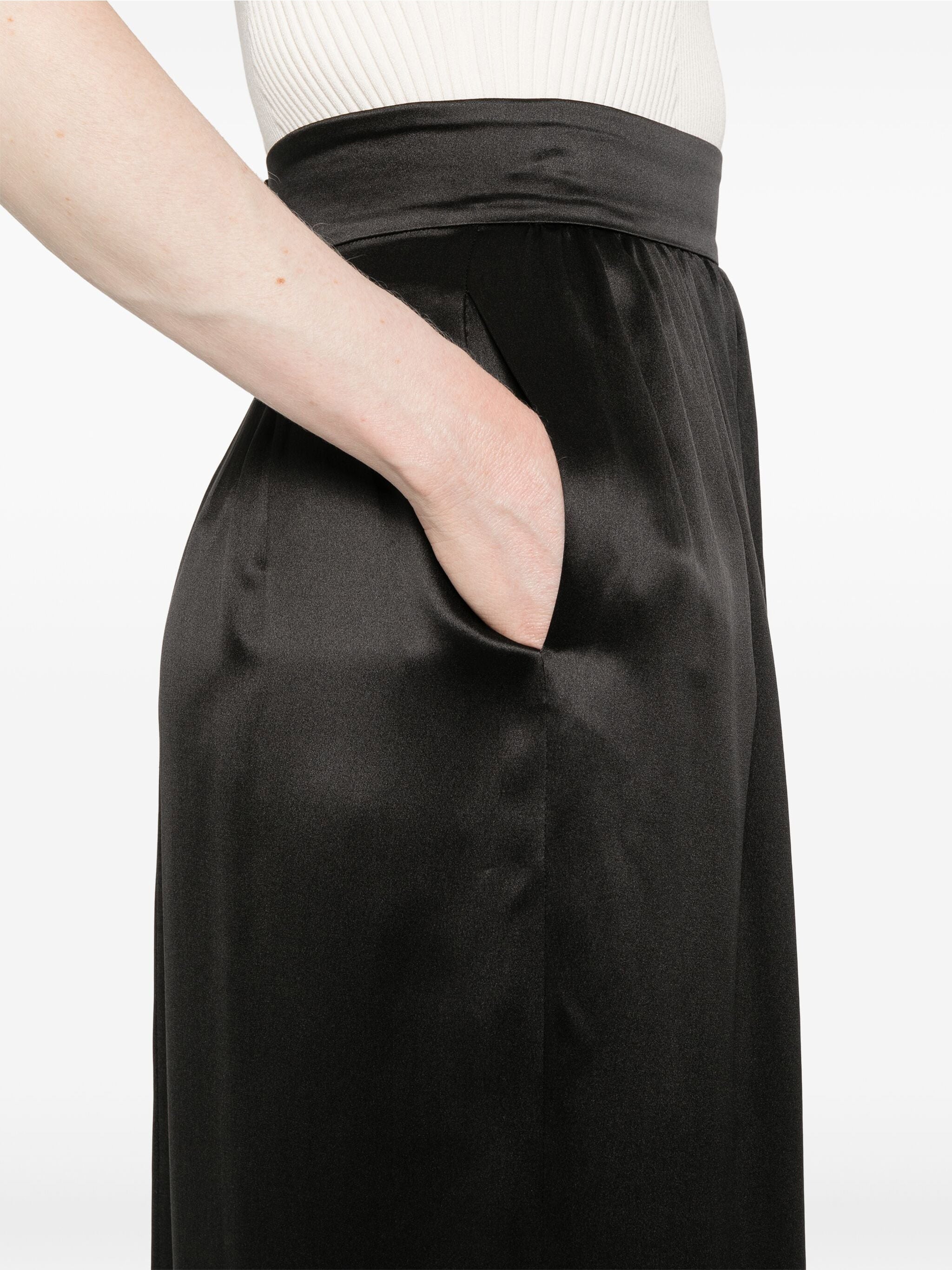 Maxi Skirt in Smooth Viscose with Gathered Waistband
