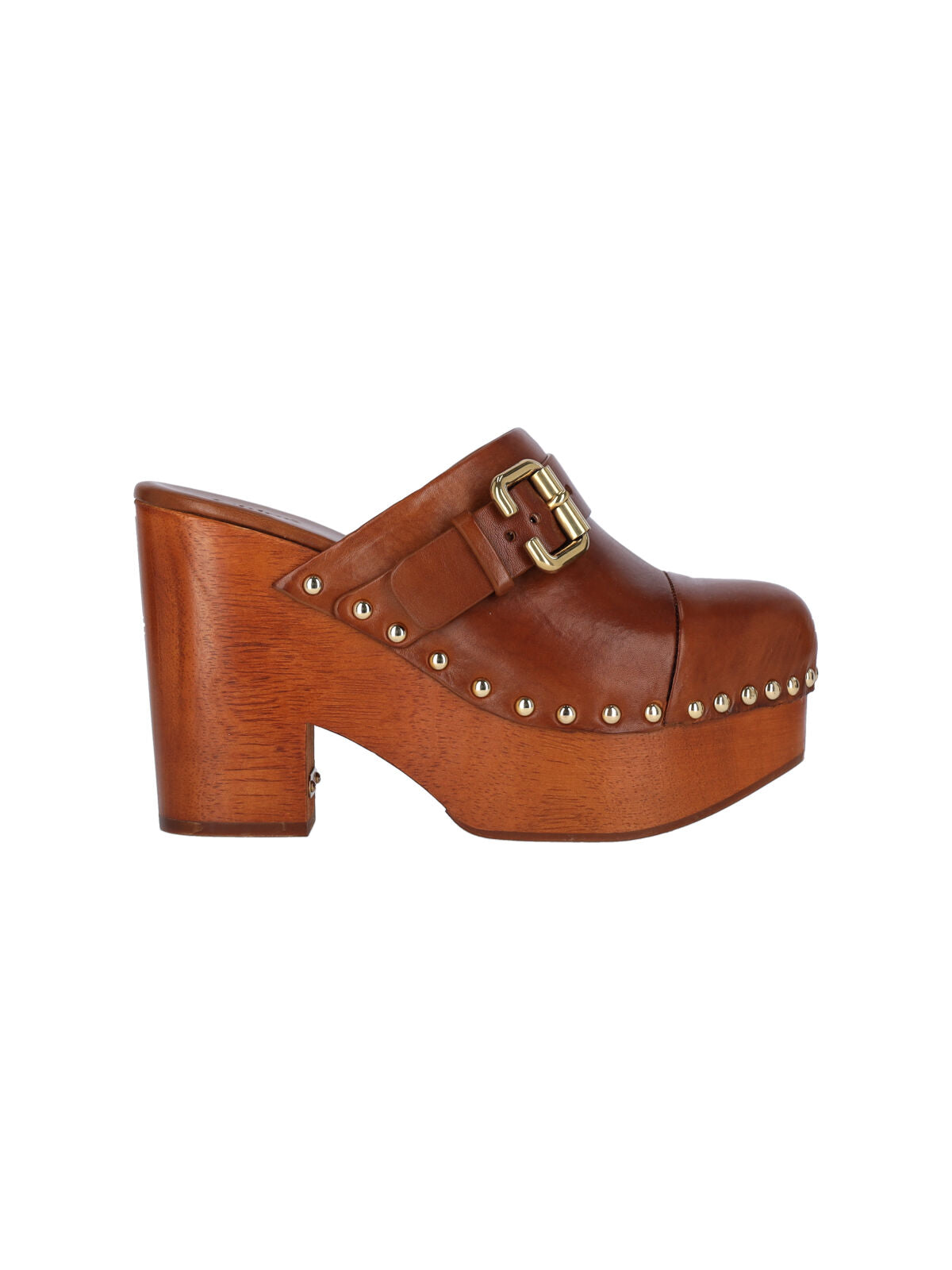 Slip-On Mules With Gold-Tone Paddington Buckle
