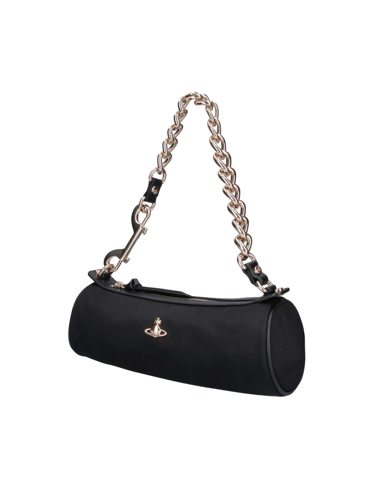 Black Cindy Cylinder Viscose Shoulder Bag