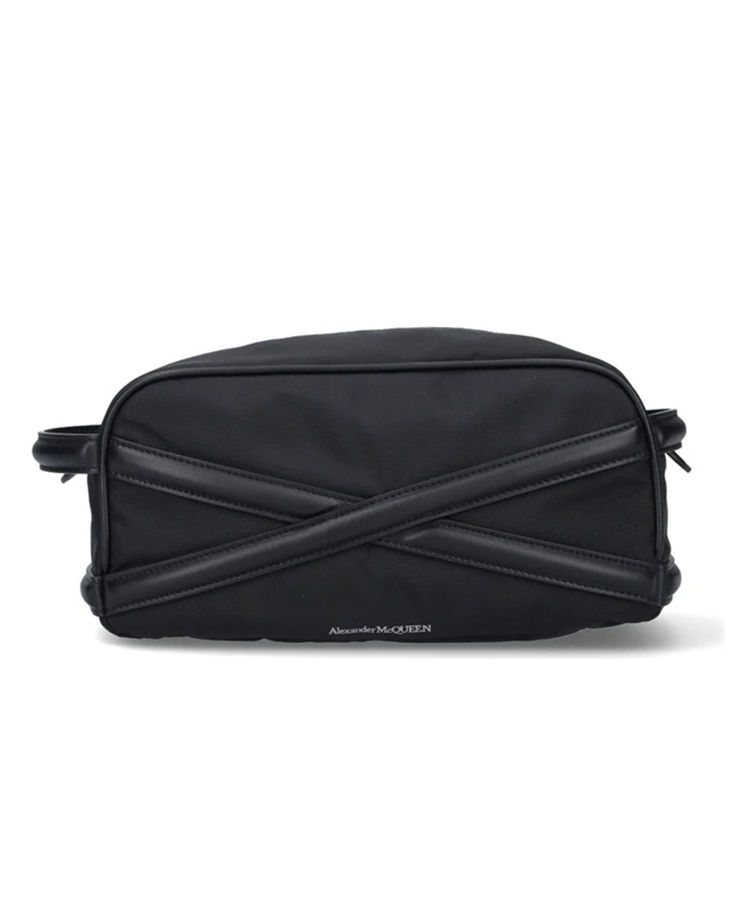Black Calf Leather Bag with Crisscross Detail