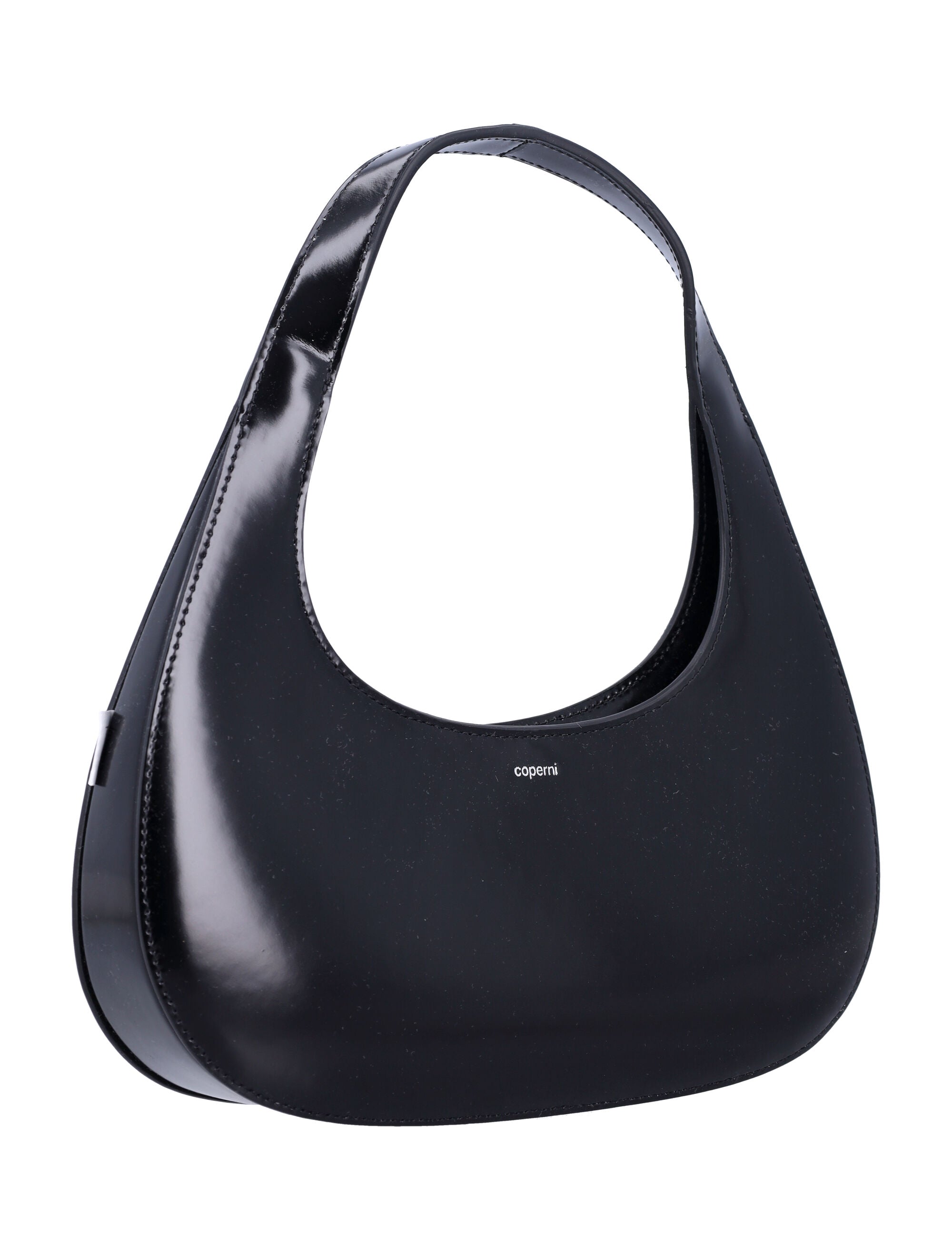 Black Leather Slim Swipe Baguette Bag