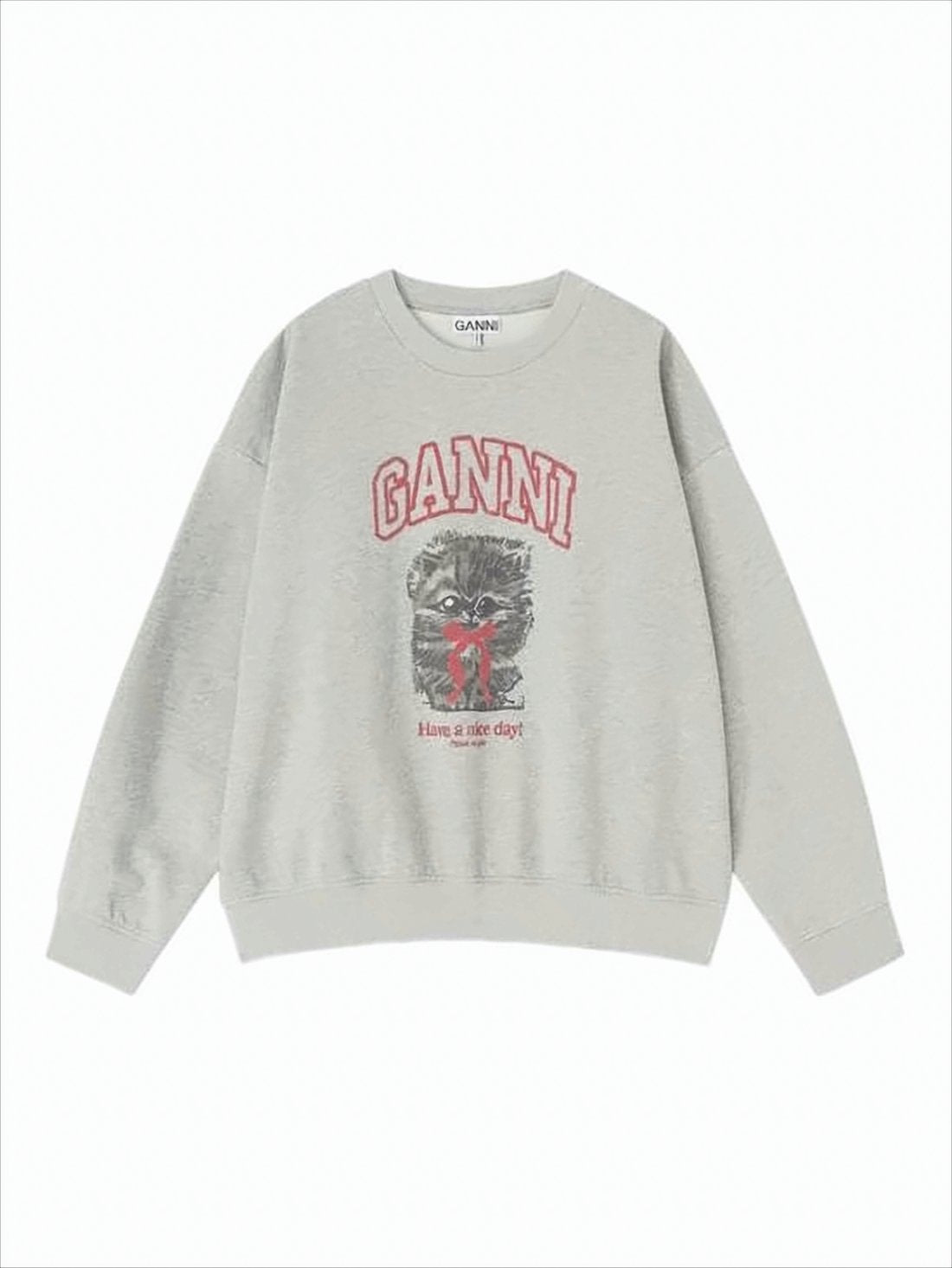 Graphic Long-Sleeve Sweatshirt with Playful Cat Design