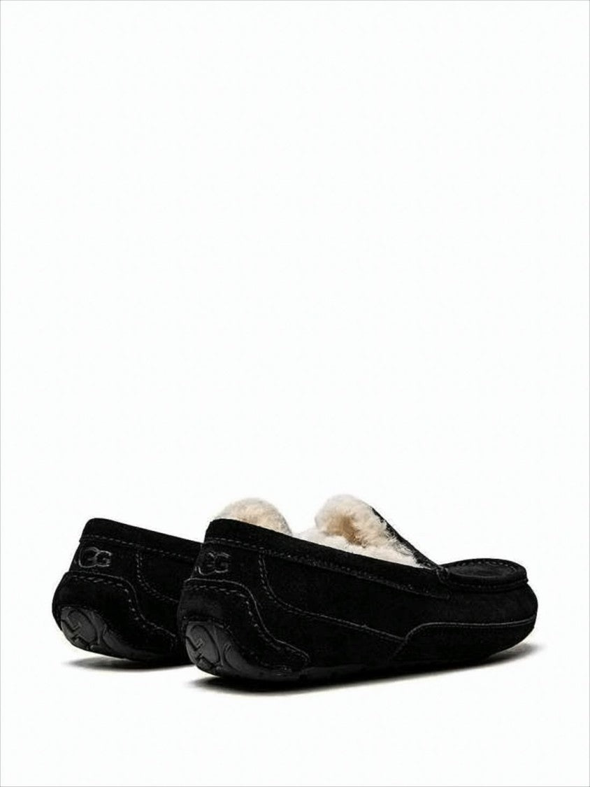 Moccasin-Style Suede Slip-On Loafers with Fluffy Lining