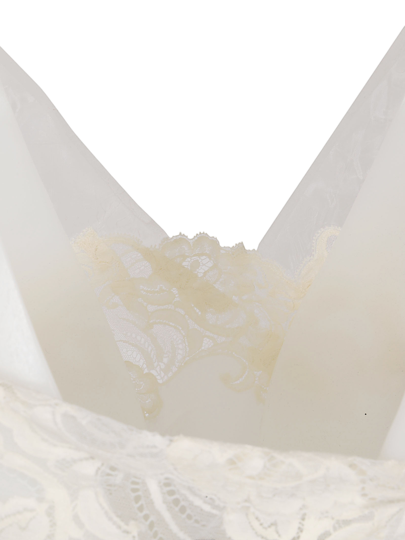 White Silk Slip Dress with Lace Inserts