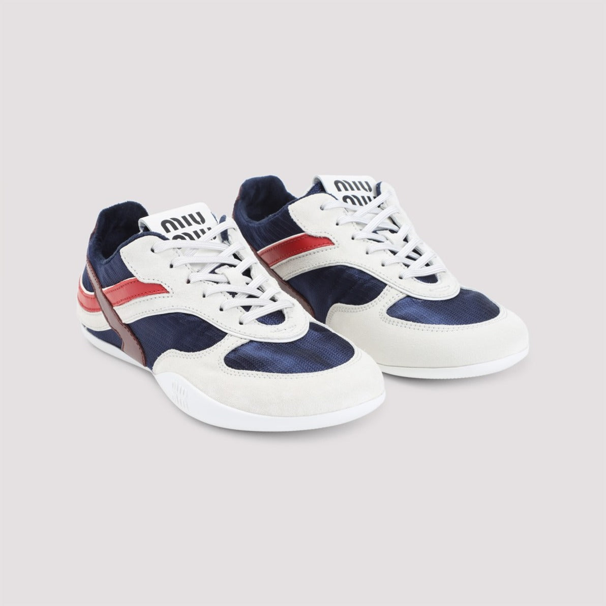 Navy And White Leather Sneakers