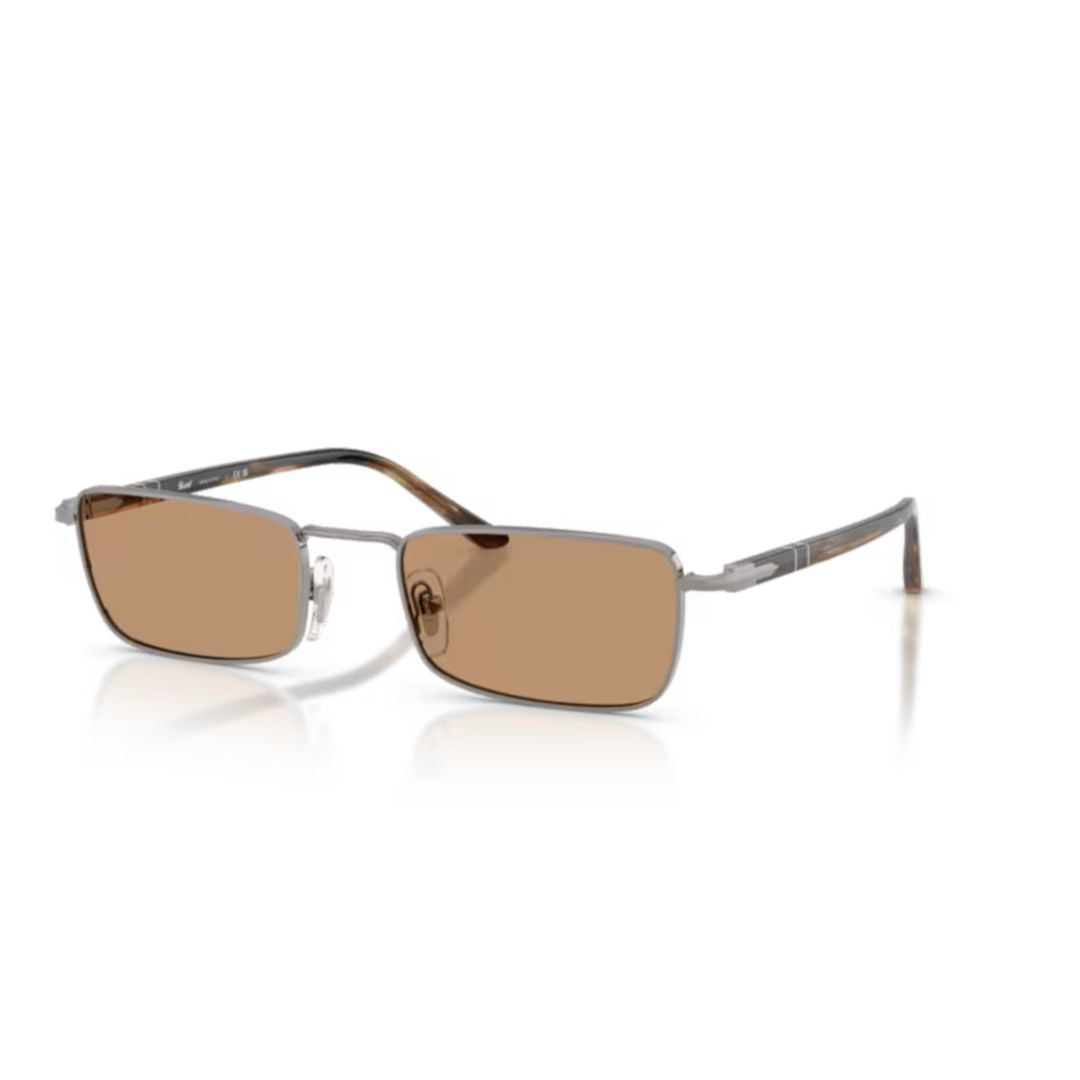 0po1025s Rectangular Metal Sunglasses with Tortoiseshell Temples