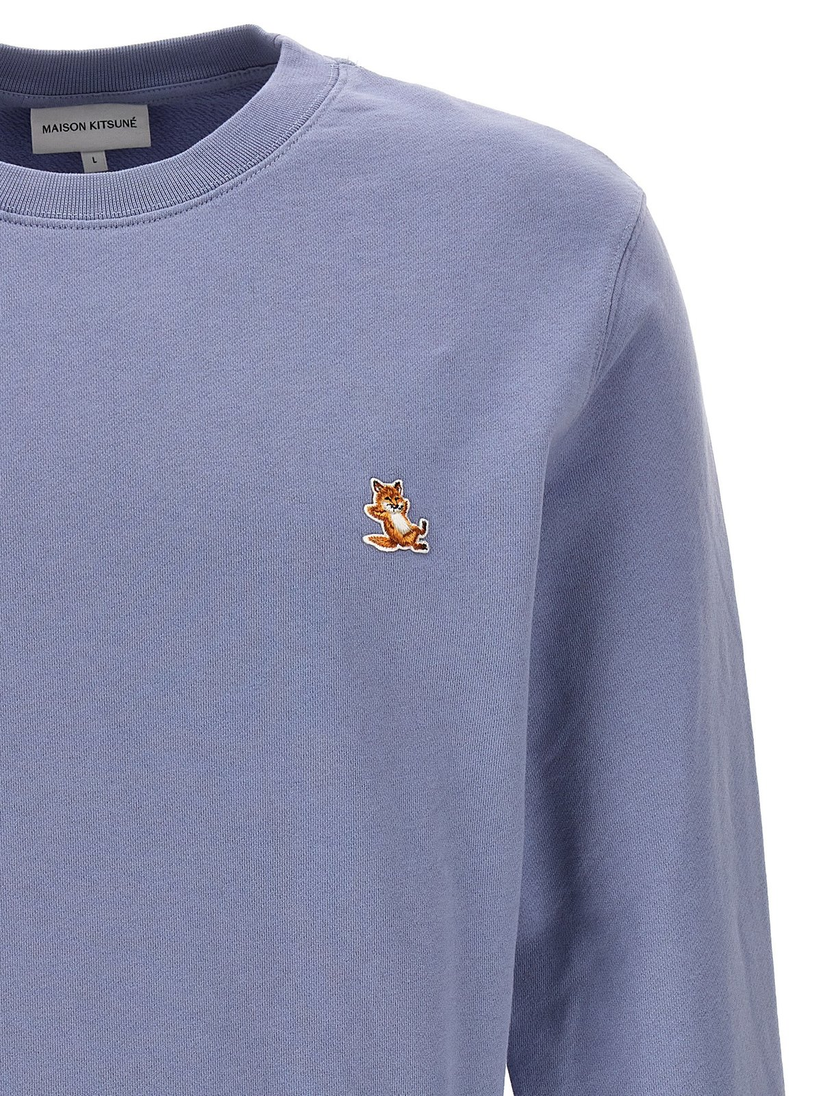 Long-Sleeve Crewneck Sweatshirt with Embroidered Fox Emblem