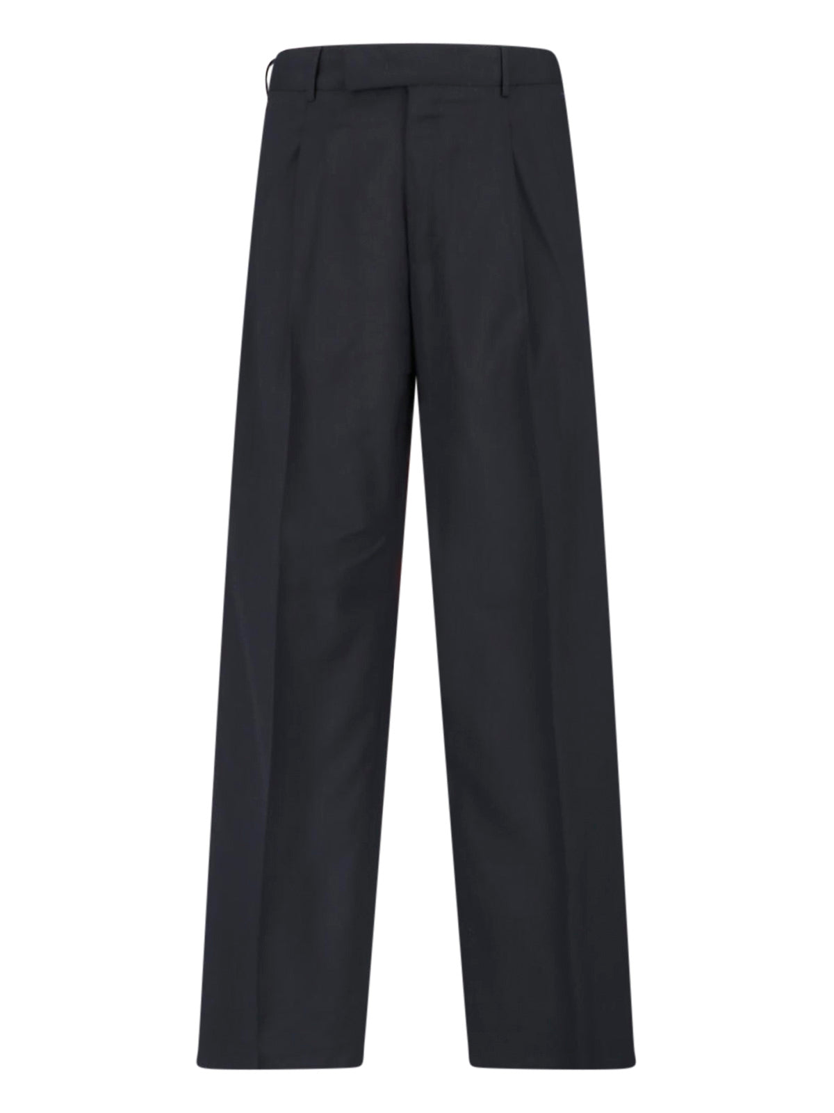 Black Mid-Rise Straight-Leg Virgin Wool Trousers