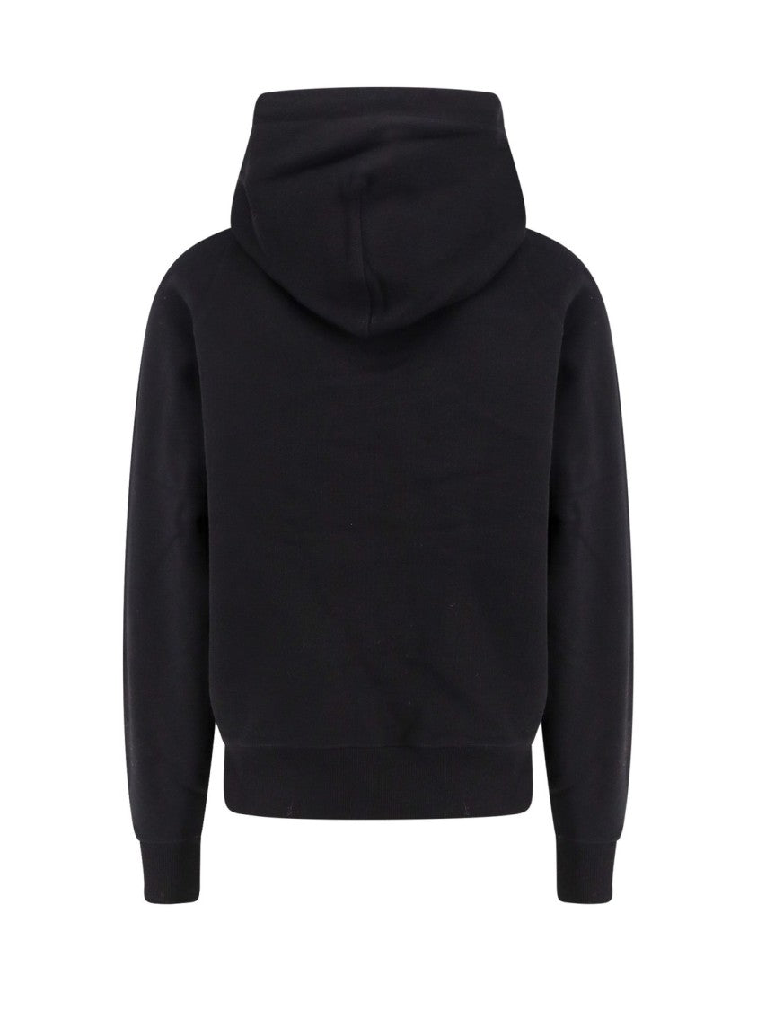 Classic Black Hoodie With Relaxed Fit And Embroidered Logo