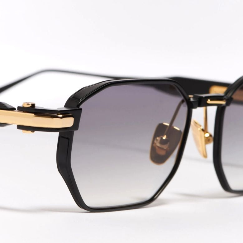 Axel Geometric Octagonal Frame Sunglasses with Gold Accents