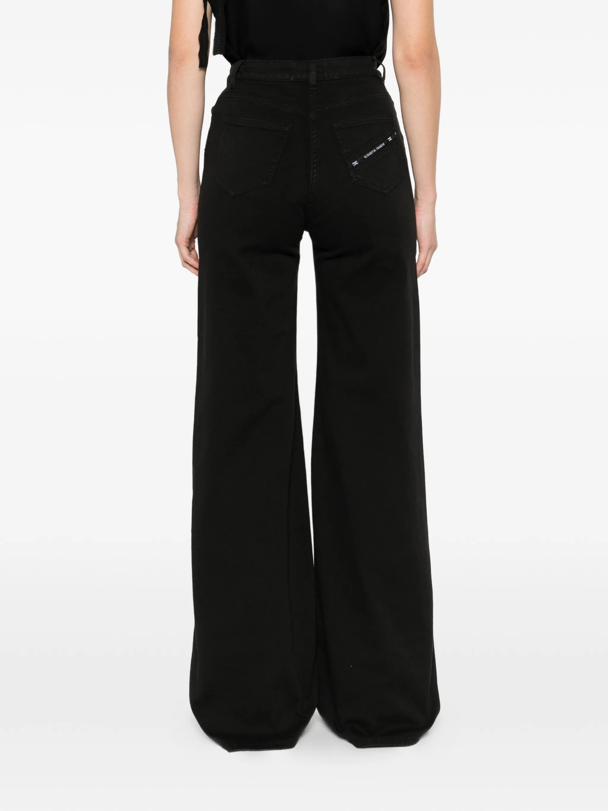 High-Waist Wide-Leg Black Denim Jeans