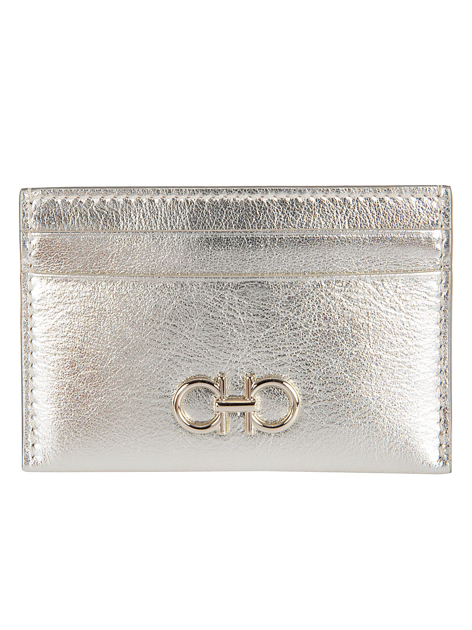 Laminated Calf Leather Wallet with Gold-tone Gancini Ornament