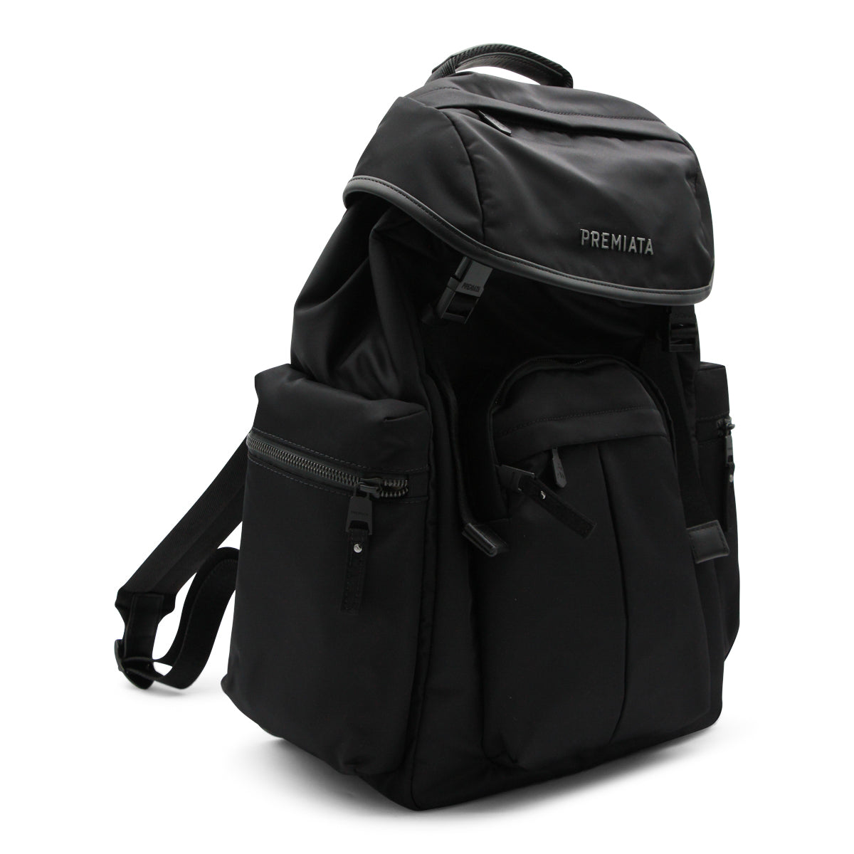 Structured Nylon Backpack with Logo Print