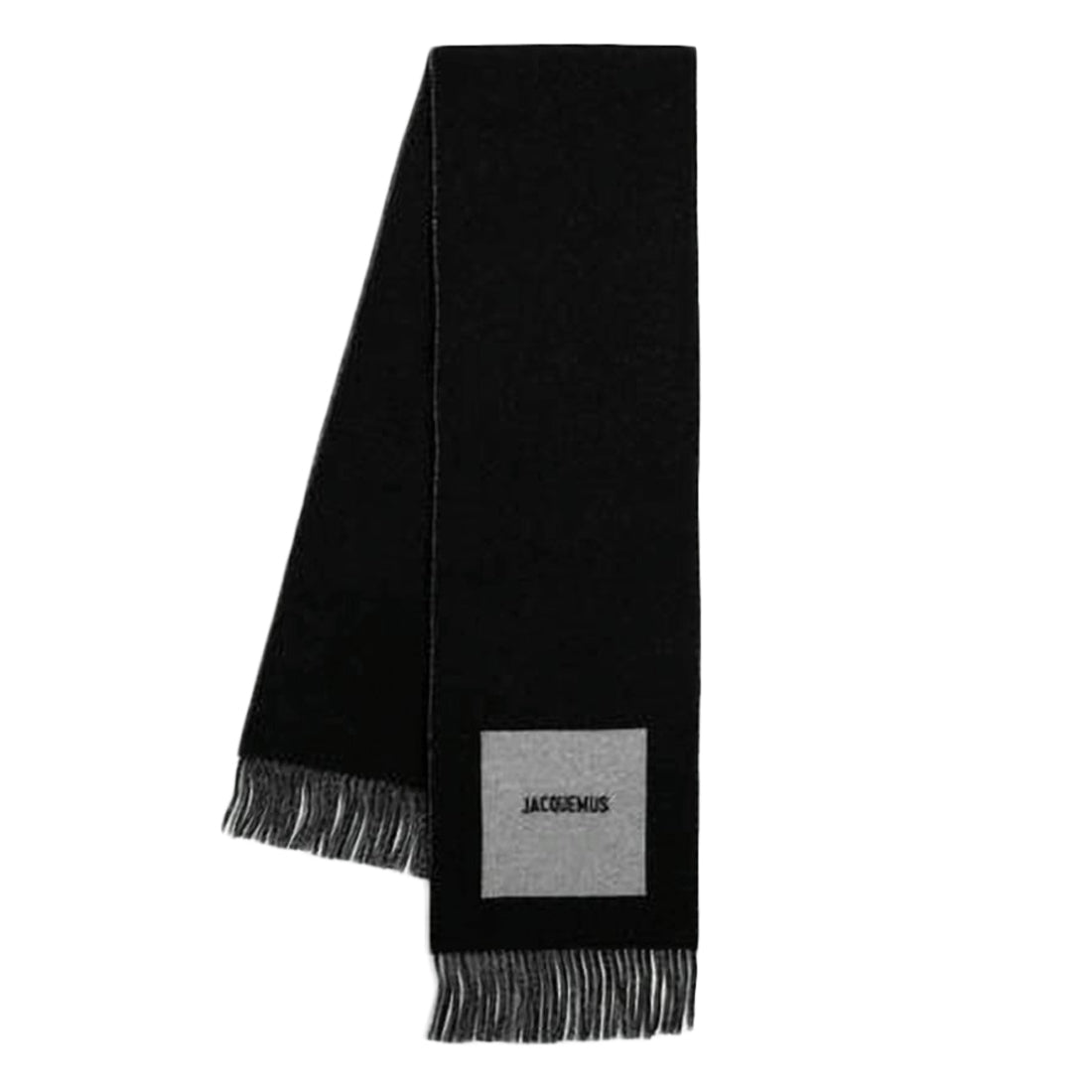 Rectangular Wool Scarf with Fringed Ends