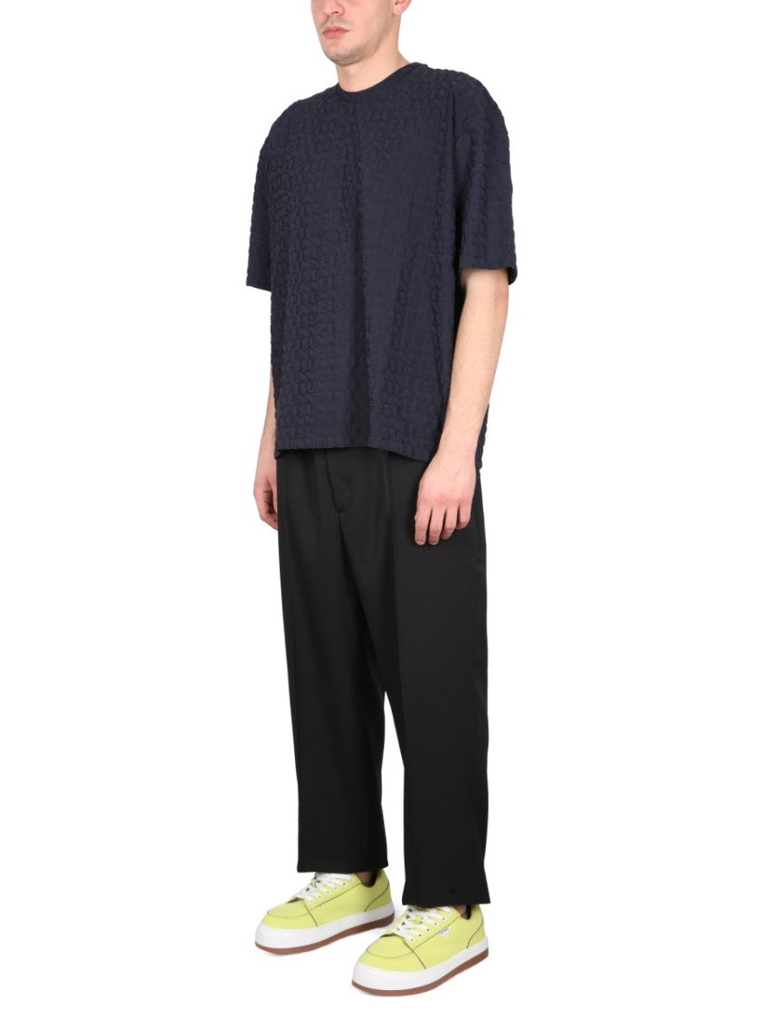 Textured All-Over Logo Crewneck T-Shirt