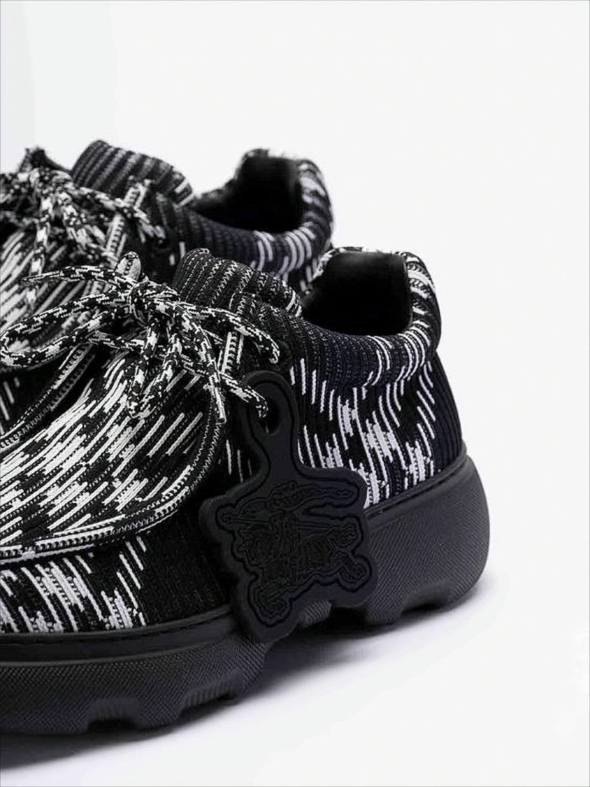 Textured Black and White Patterned Sneakers