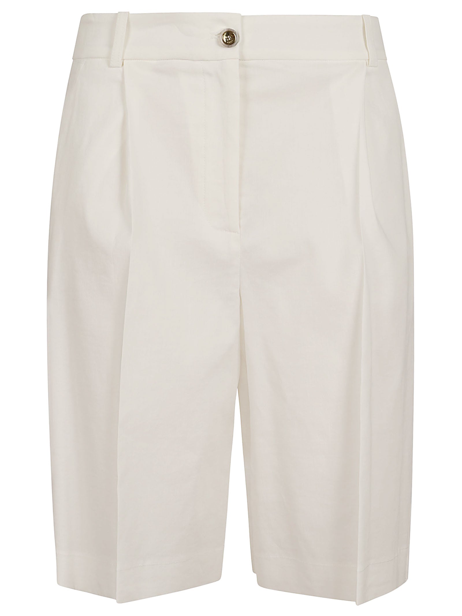 White Bermuda Shorts with Center Pleat