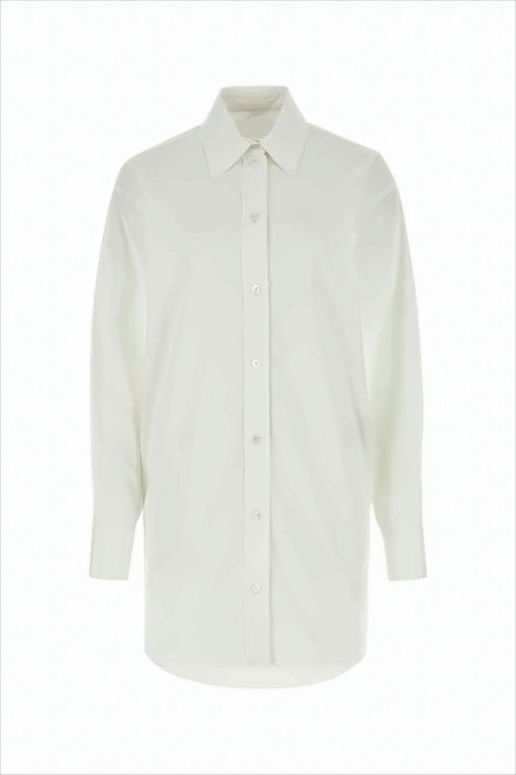 Relaxed Fit Cotton Button-Up Shirt with Pointed Collar