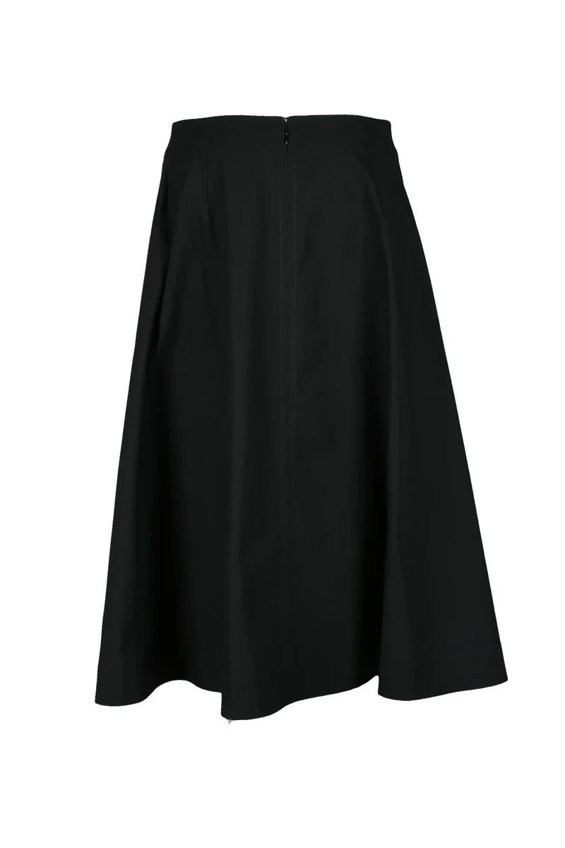 Cotton Midi Skirt - Black