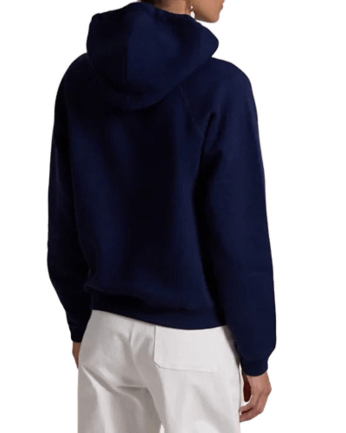 Fitted Sweatshirt in Cruise Navy with Embroidered Pony