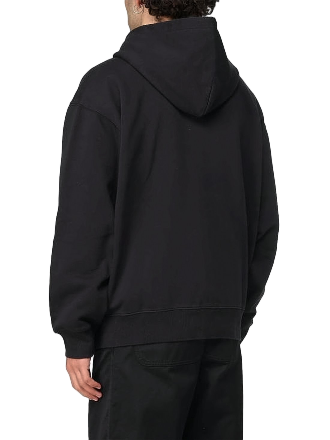 Relaxed Fit Black Zip-Up Hoodie