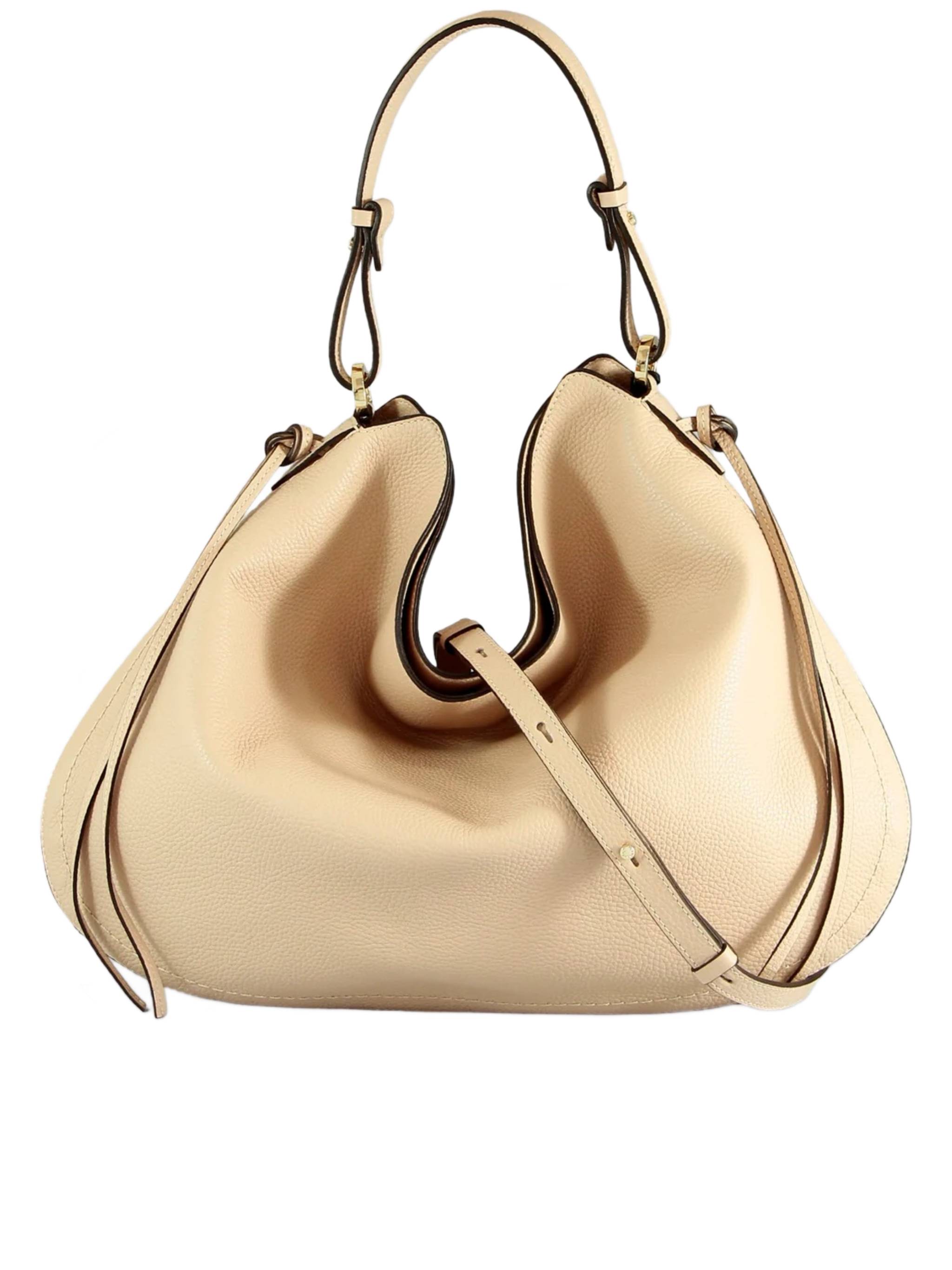 Beige Carola Pebbled Slouchy Handbag