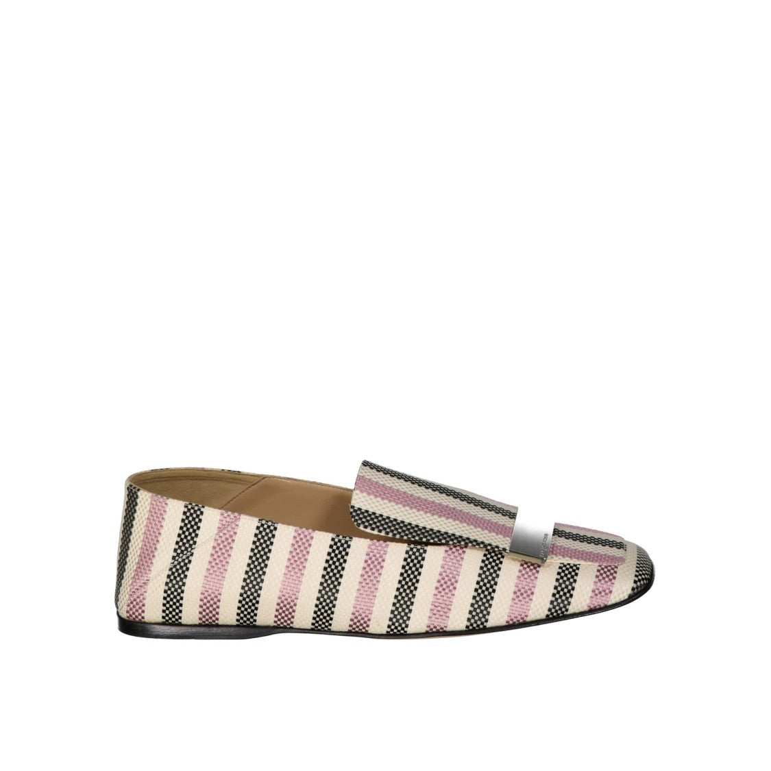 Jacquard Loafers With Square Toe And Striped Pattern