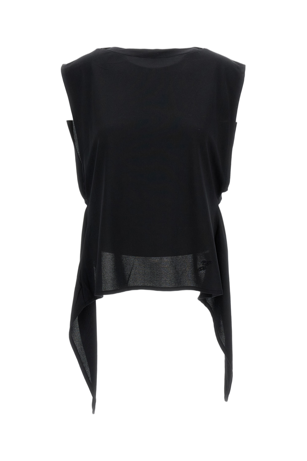 Paper-Effect Jersey Draped Apron Top