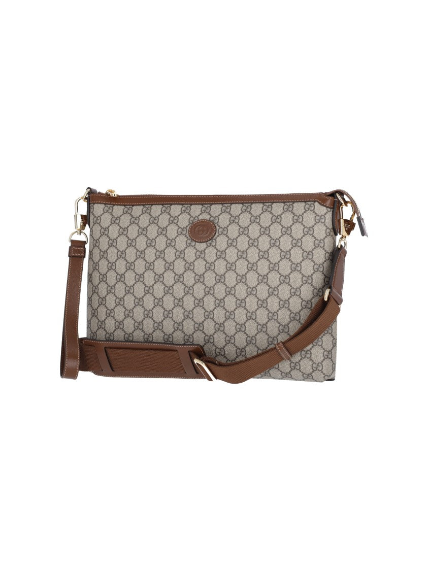 Gucci Jacquard 'Gg Supreme' Shoulder Bag With Leather Accents