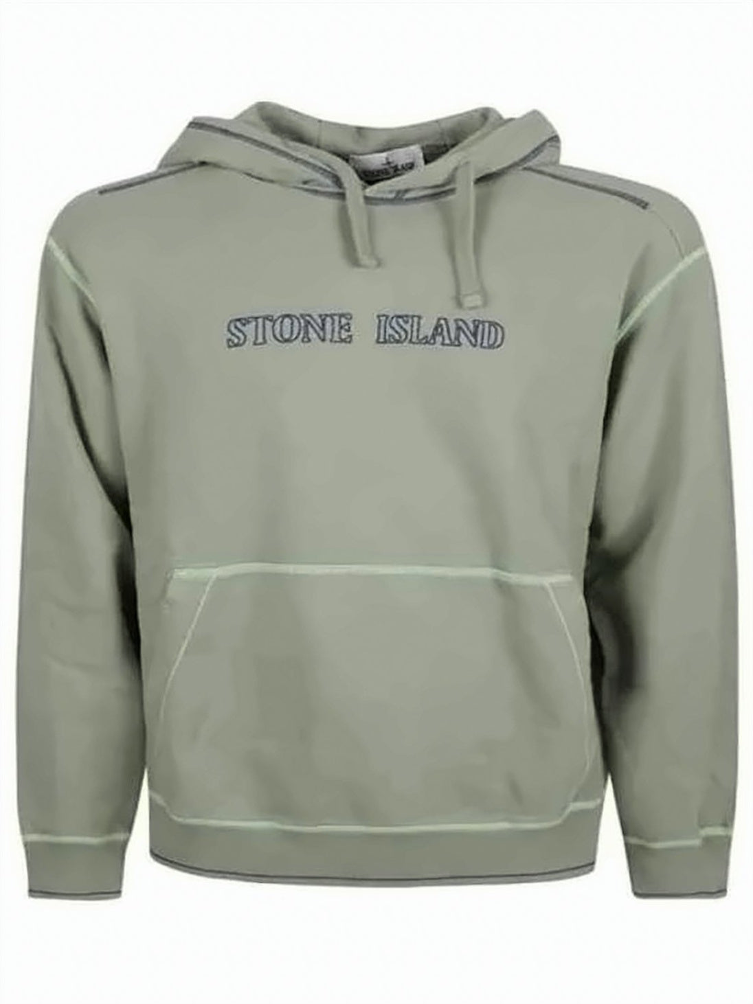Embroidered Logo Green Hoodie with Drawstring