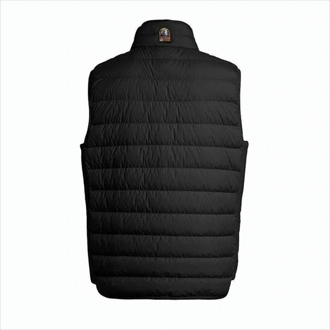Quilted Black Vest with High Collar and Zipper Closure