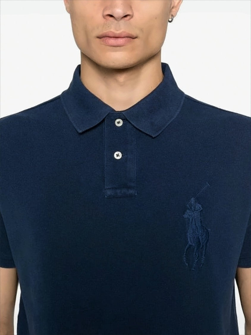 Classic Deep Navy Polo Shirt With Embroidered Logo