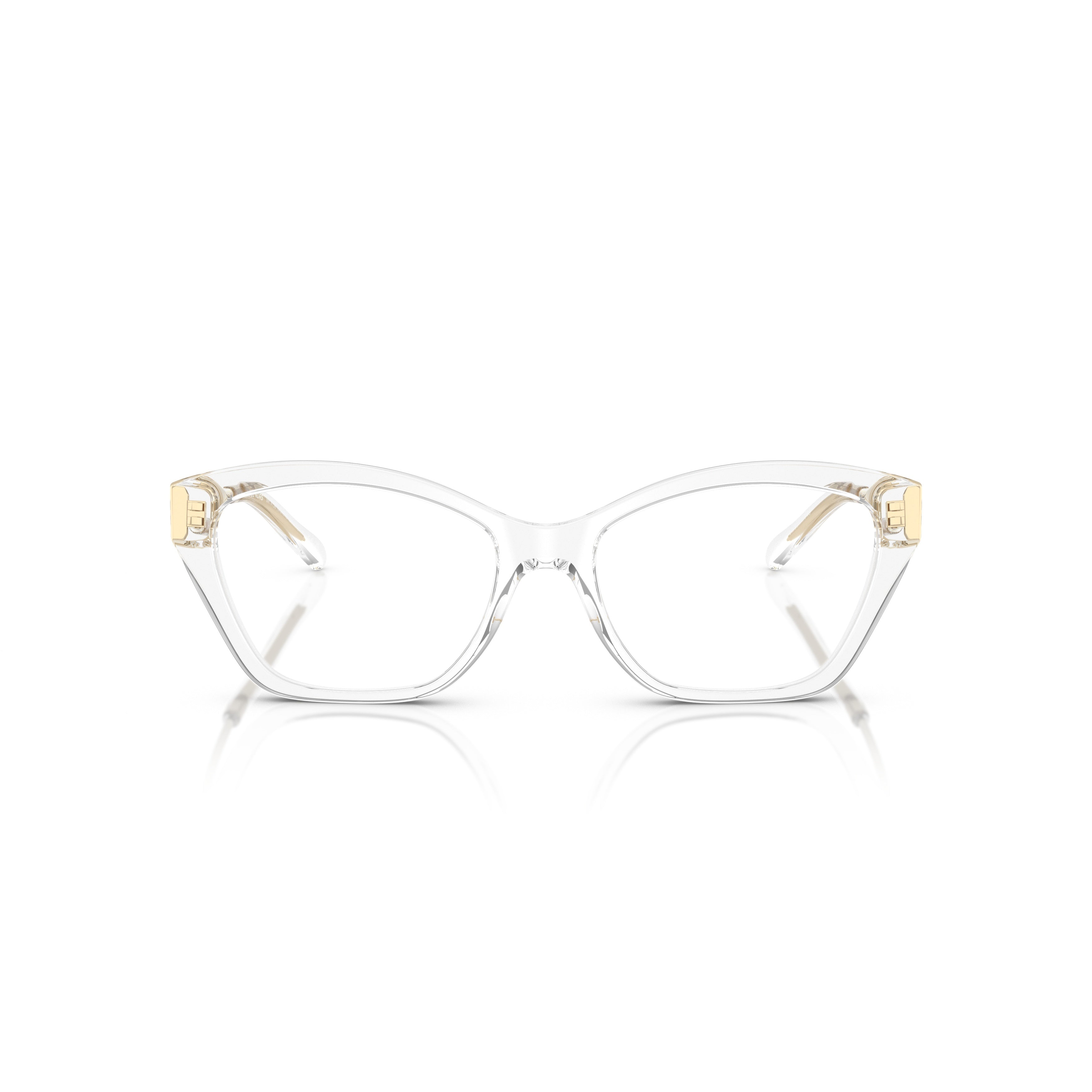 0mk4136 Transparent Cat-Eye Eyeglasses with Gold-Link Temples