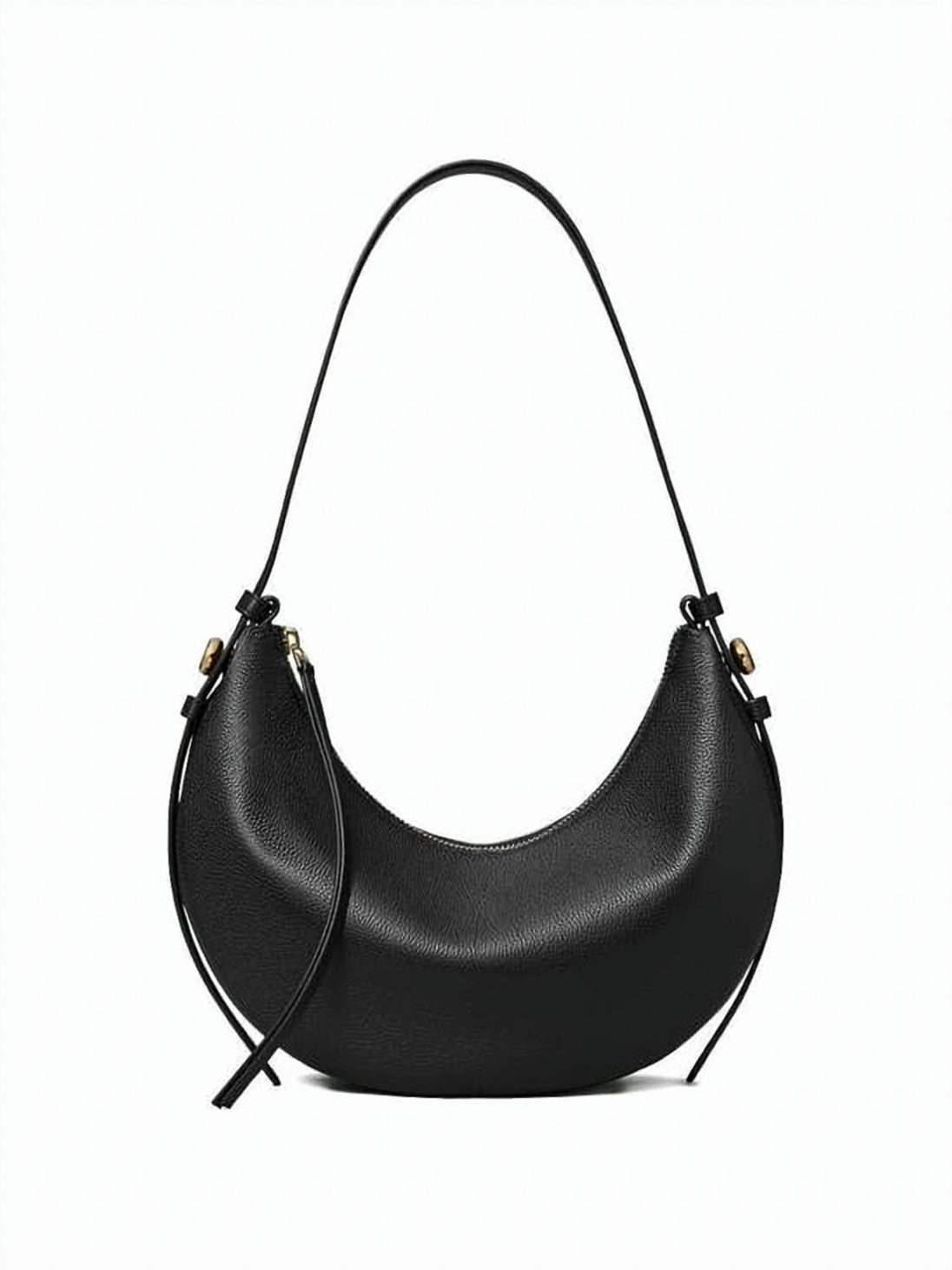 Crescent-Shaped Crossbody Bag with Gold-Tone Accents